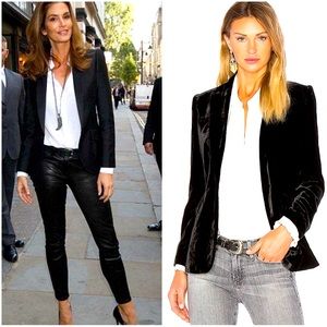 Frame Denim Le Velvet Blazer in Noir XS NWOT